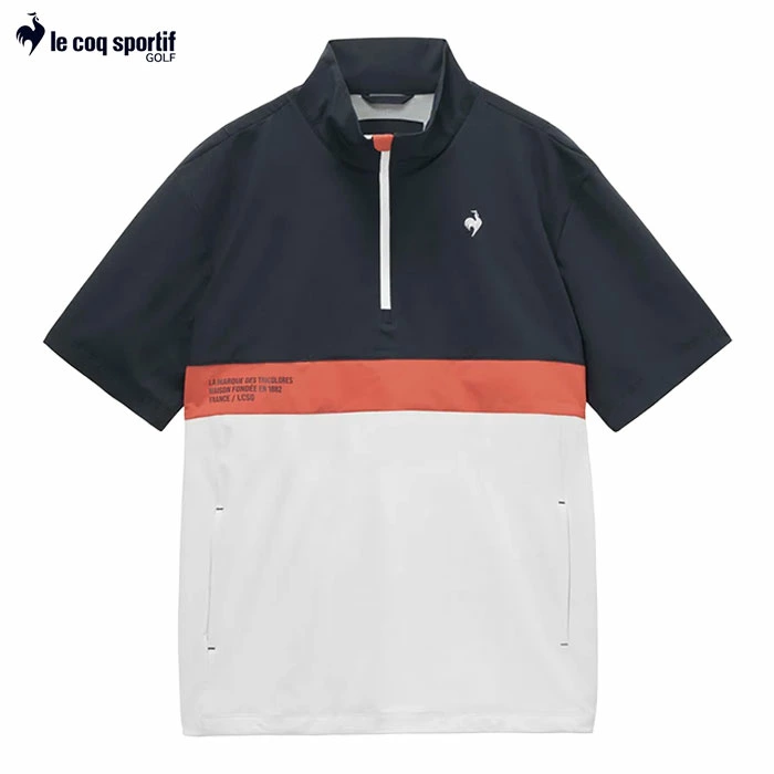 ルコックスポルティフ 花粉対策ハーフジップ半袖アウター LG6SWB80M メンズ ゴルフウェア ゴルフ le coq sportif golf 2026春夏モデル 日本正規品
