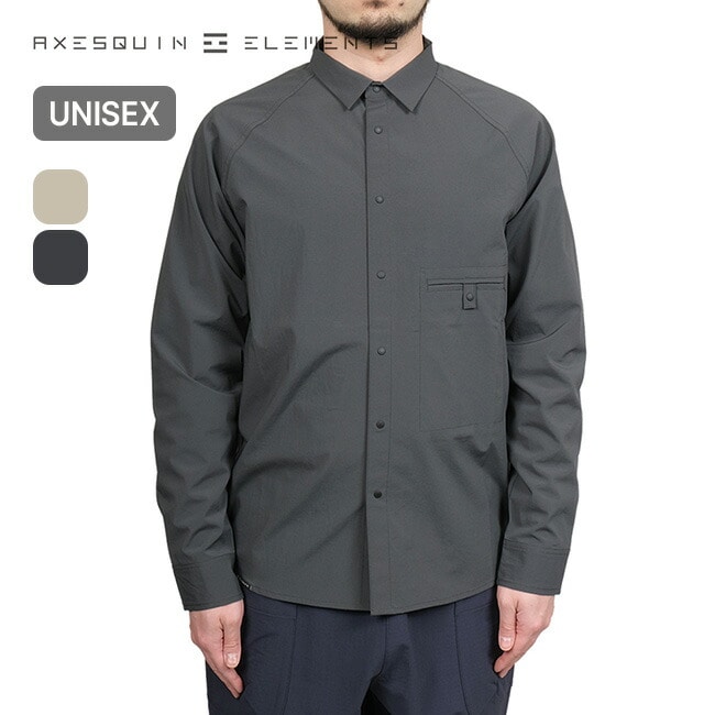 AXESQUIN ELEMENTS アクシーズクインエレメンツ ソフトシェルのショートカラーシャツ ケシズミイロ 四