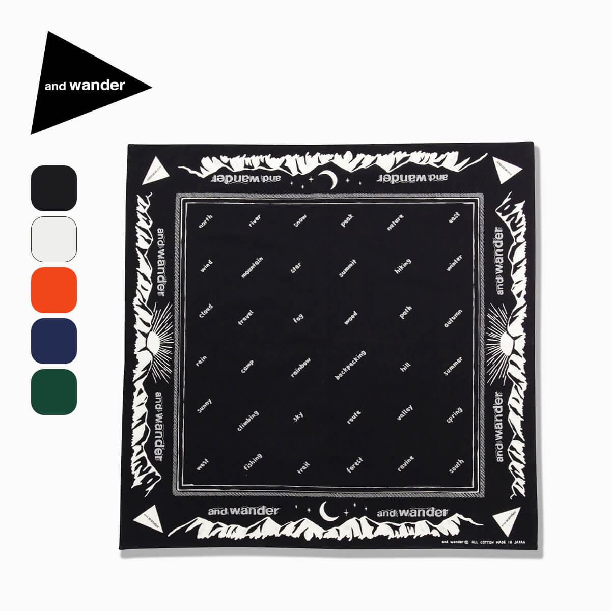 and wander アンドワンダー リフレクティブワーズバンダナ オフホワイト