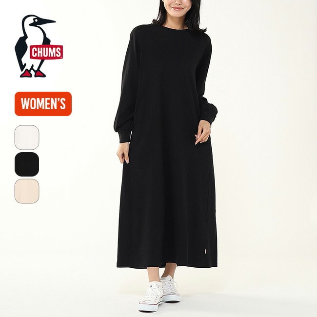 CHUMS チャムス バッグギャザーブラッシュドL/S Tドレス【ウィメンズ】 ホワイト L/W