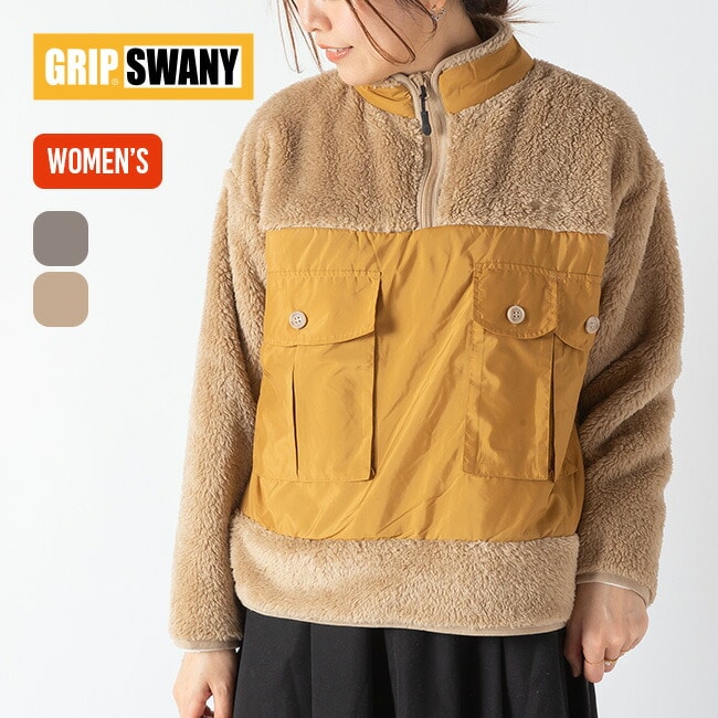 GRIP SWANY グリップスワニー ハイネックコーラルフリースプルオーバー【ウィメンズ】 ベージュ L