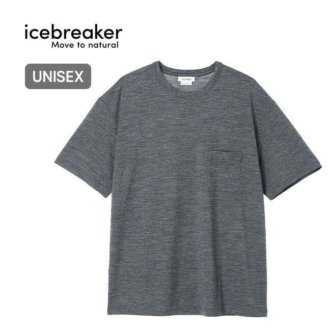 Icebreaker アイスブレーカー メリノ150SSポケットTee ユニセックス ジェットヘザー M