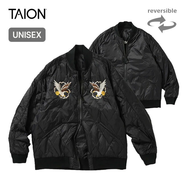TAION タイオン ジャパンスペシャルリバーシブルスカジャンダウンジャケット ブラック×ブラック XL