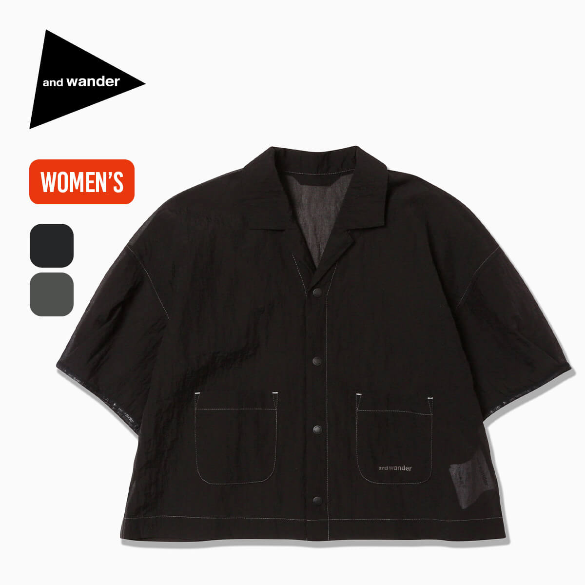 and wander アンドワンダー シアーリップストップSSシャツ【ウィメンズ】