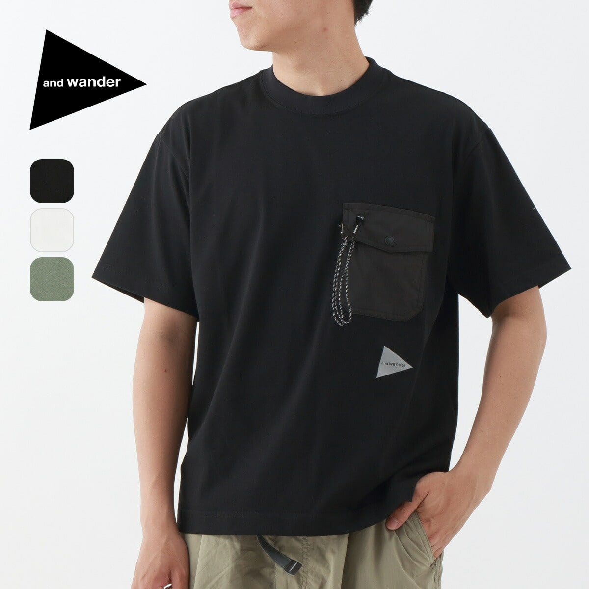 and wander アンドワンダー ポケットT