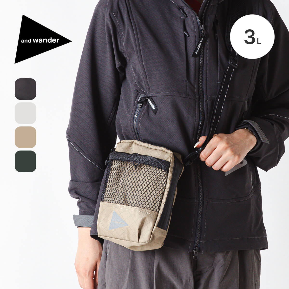 and wander アンドワンダー エコパックショルダーポーチ
