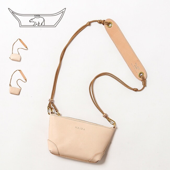 HAIDA ハイダ タン レザーショルダーポーチウィズストラップ
