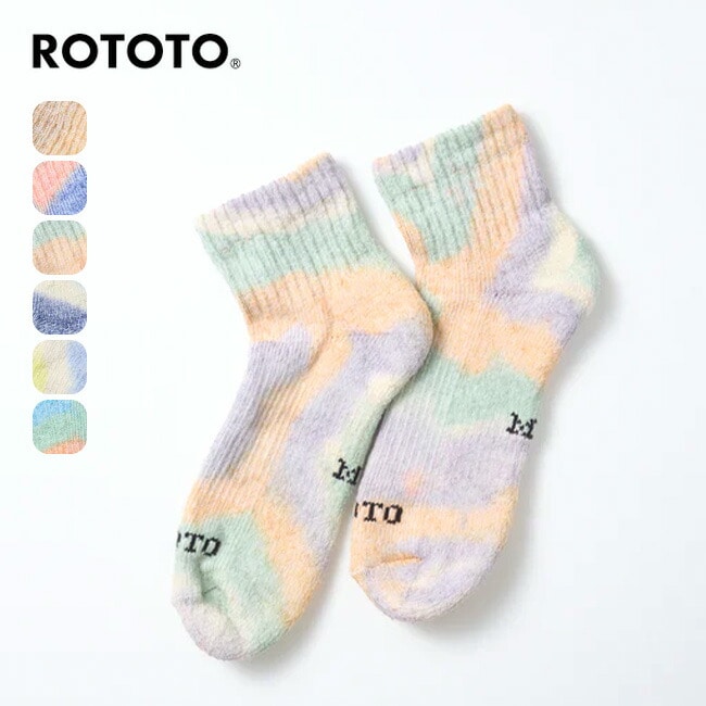 ROTOTO ロトト ヘンプ/オーガニックコットンパイルアンクルソックスタイダイ
