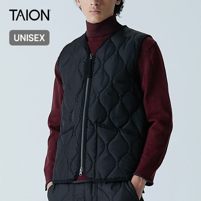 TAION タイオン ミリタリーVネックジップダウンベスト ユニセックス