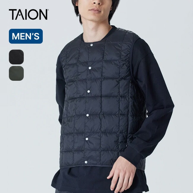 TAION タイオン ベーシッククルーネックボタンダウンベスト メンズ