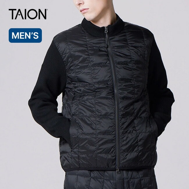 TAION タイオン ベーシック モックネックWジップ ニットスリーブ ダウンジャケット メンズ