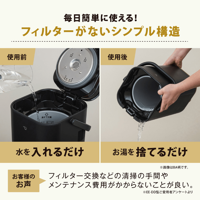 象印マホービン STAN. スチーム式加湿器 4.0L ブラック EE-FA50-BA 加湿能力480mL/h ブラック