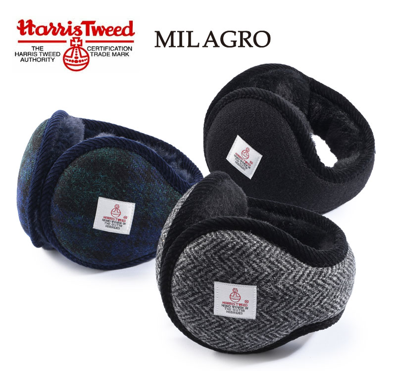 MILAGRO 英国ハリスツイード・イヤーウォーマー ・ブラック ブラック