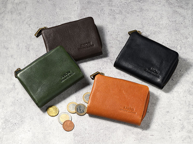 ANON・ゴートレザー・袋縫いL字ファスナー小銭入れ