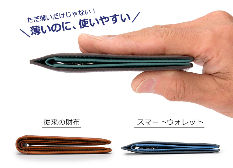MILAGRO 姫路産シュリンクレザー スマートウォレット 小銭入つき