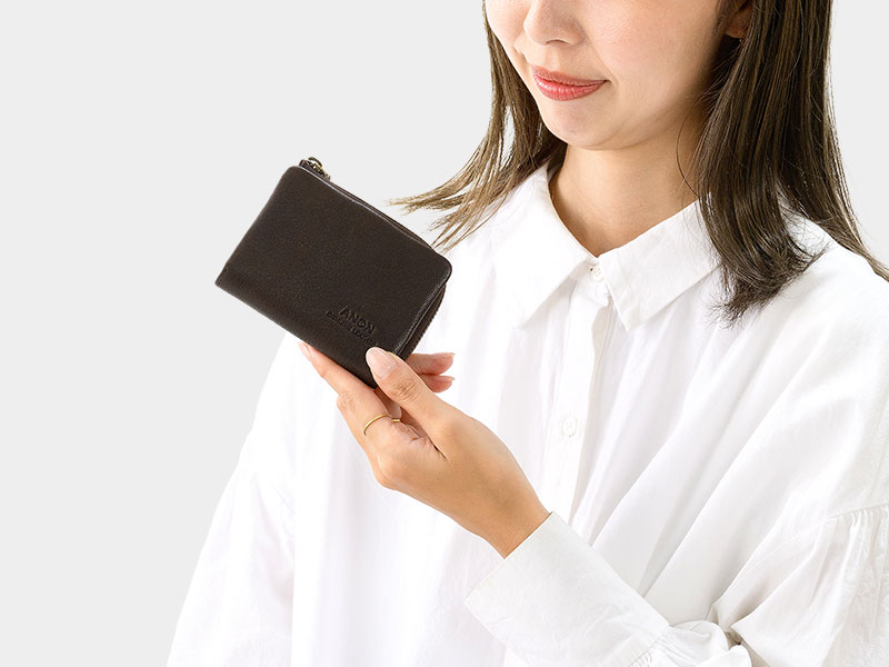 ANON・ゴートレザー・袋縫いL字ファスナー小銭入れ