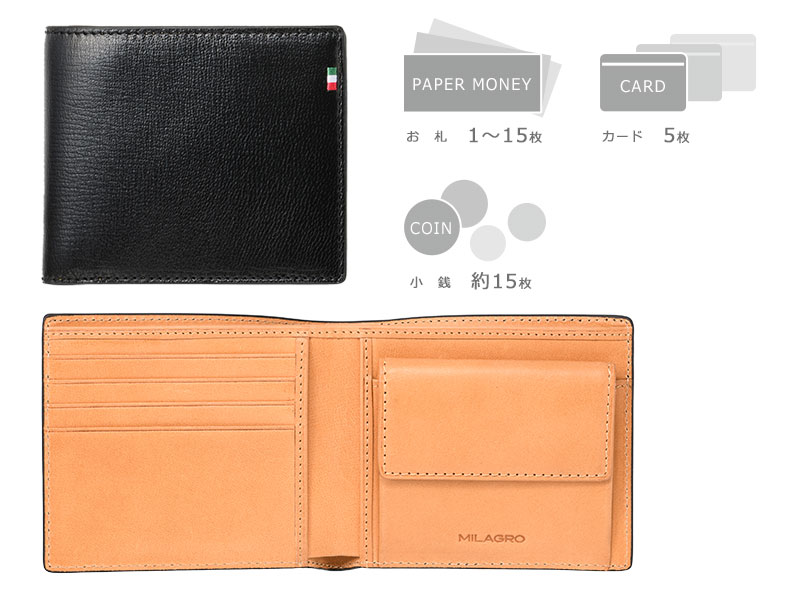 MILAGRO 伊・ボナウド社パルメラートゴート 2つ折り財布