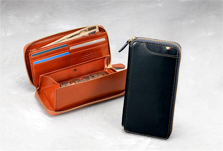 MILAGRO イタリアンレザー ラウンドファスナーギャルソンウォレット