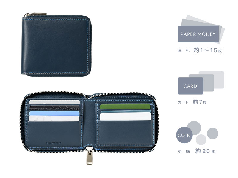 MILAGRO キップレザー・ダブルステッチRF2つ折り財布・ブラック ブラック