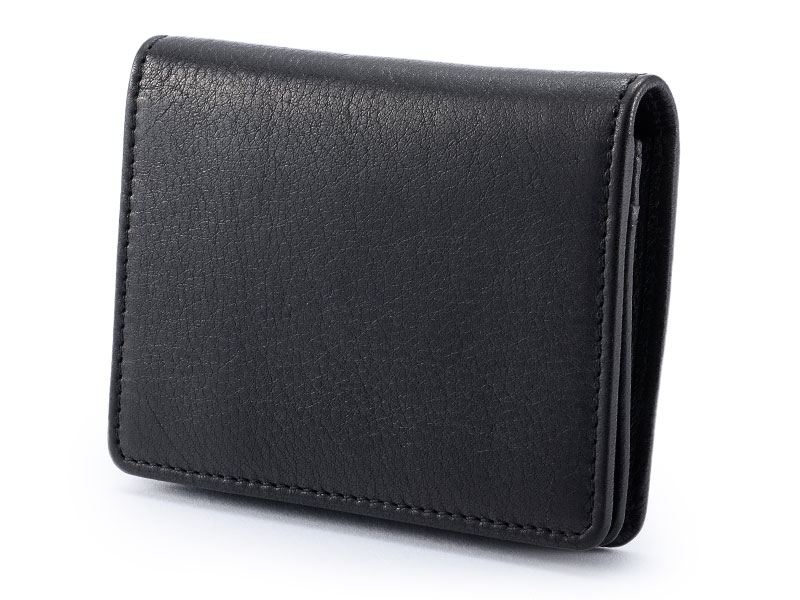 MILAGRO 牛革ソフトミリング・通しマチ名刺入れ・ブラック ブラック