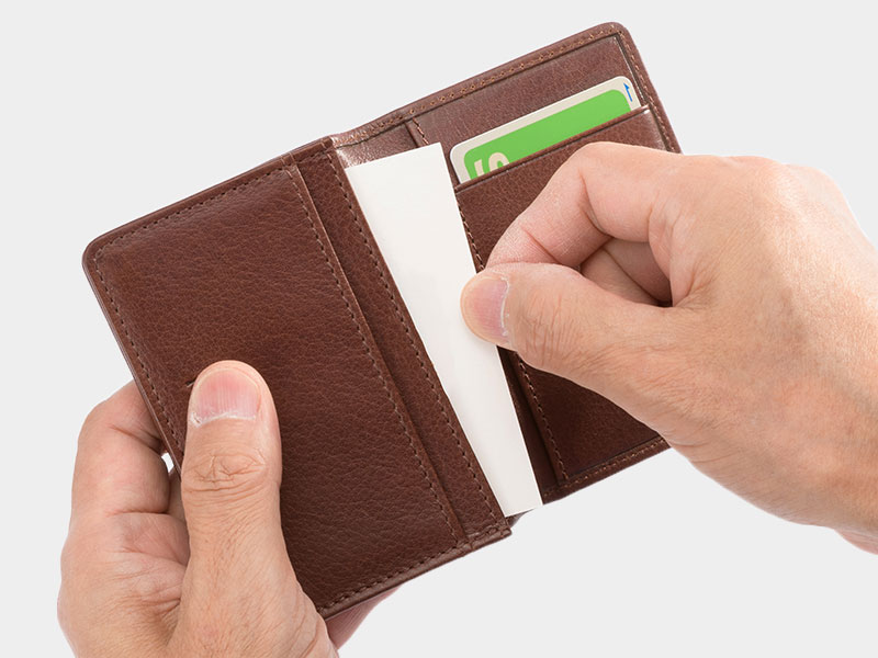 MILAGRO 牛革ソフトミリング・通しマチ名刺入れ・ブラック ブラック