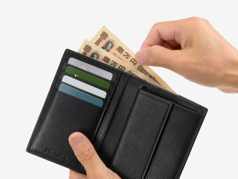 MILAGRO 牛革ソフトミリング・縦型コンパクト2つ折り財布・ダークブラウン ダークブラウン