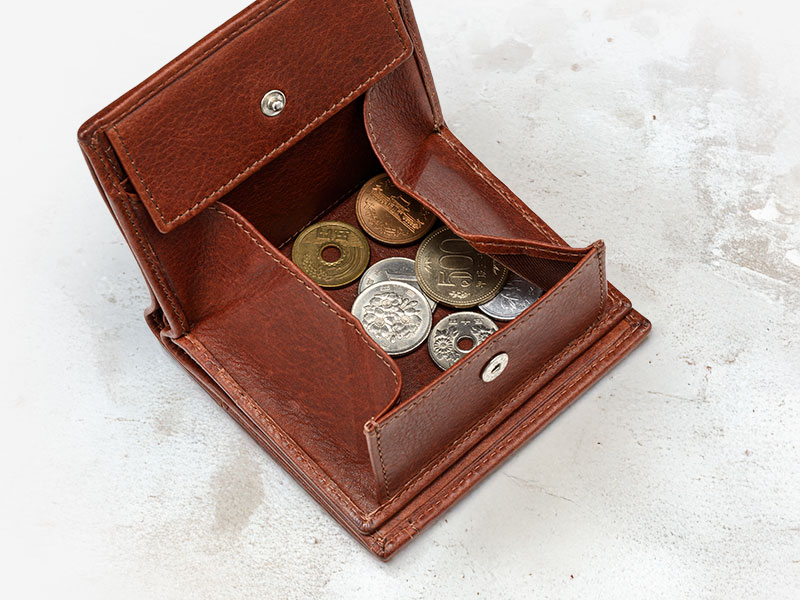 MILAGRO 牛革ソフトミリング・マネースルー2つ折り財布・ブラック ブラック