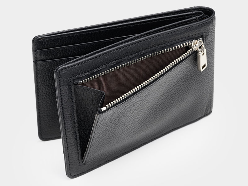 MILAGRO シュリンクレザー・トラベル対応2つ折り財布・ブラック ブラック