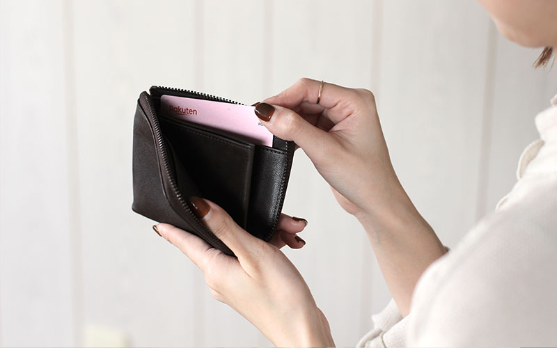 ANON・ゴートレザー・袋縫いL字ファスナーミニ財布