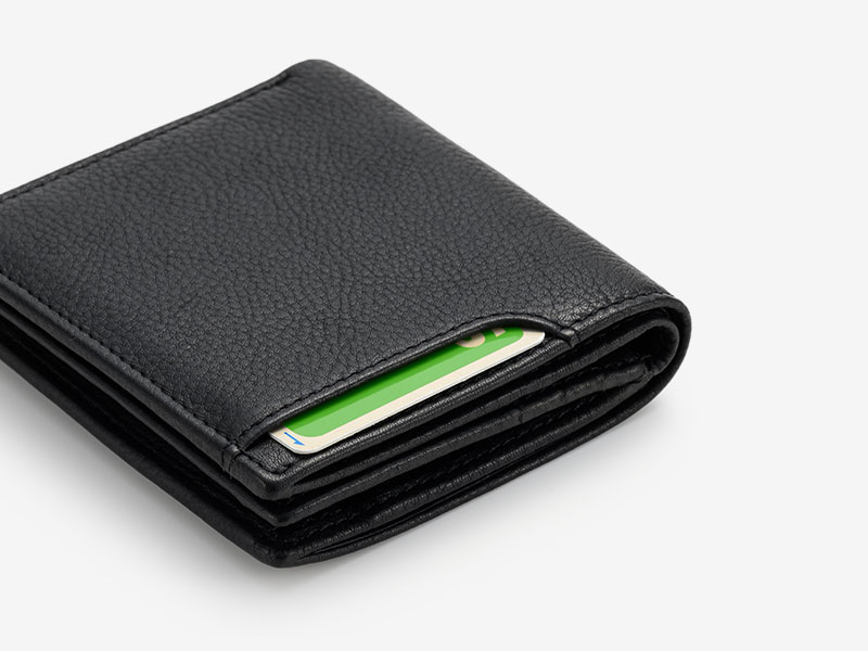 MILAGRO 牛革ソフトミリング・マネースルー2つ折り財布・ブラック ブラック