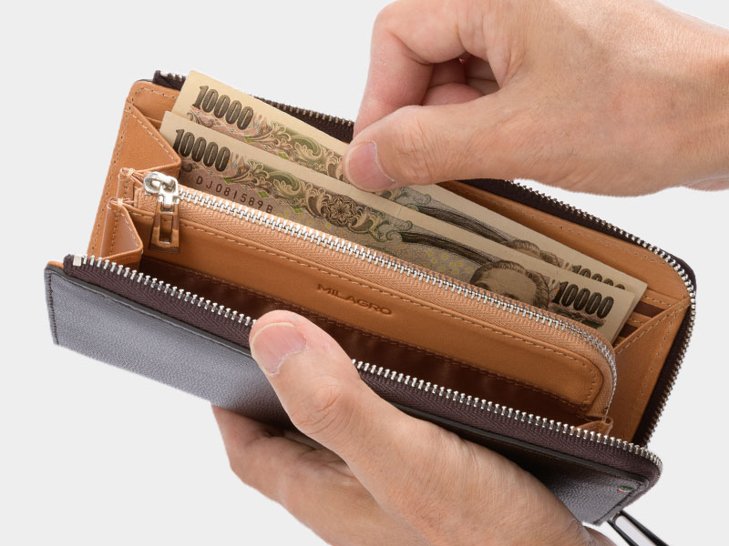 MILAGRO 伊・ボナウド社パルメラートゴート L字ファスナー長財布