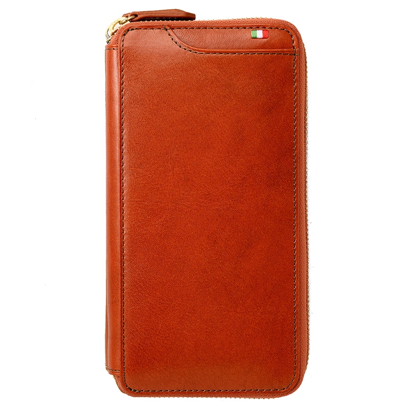 MILAGRO イタリアンレザー ラウンドファスナーギャルソンウォレット・オレンジ オレンジ