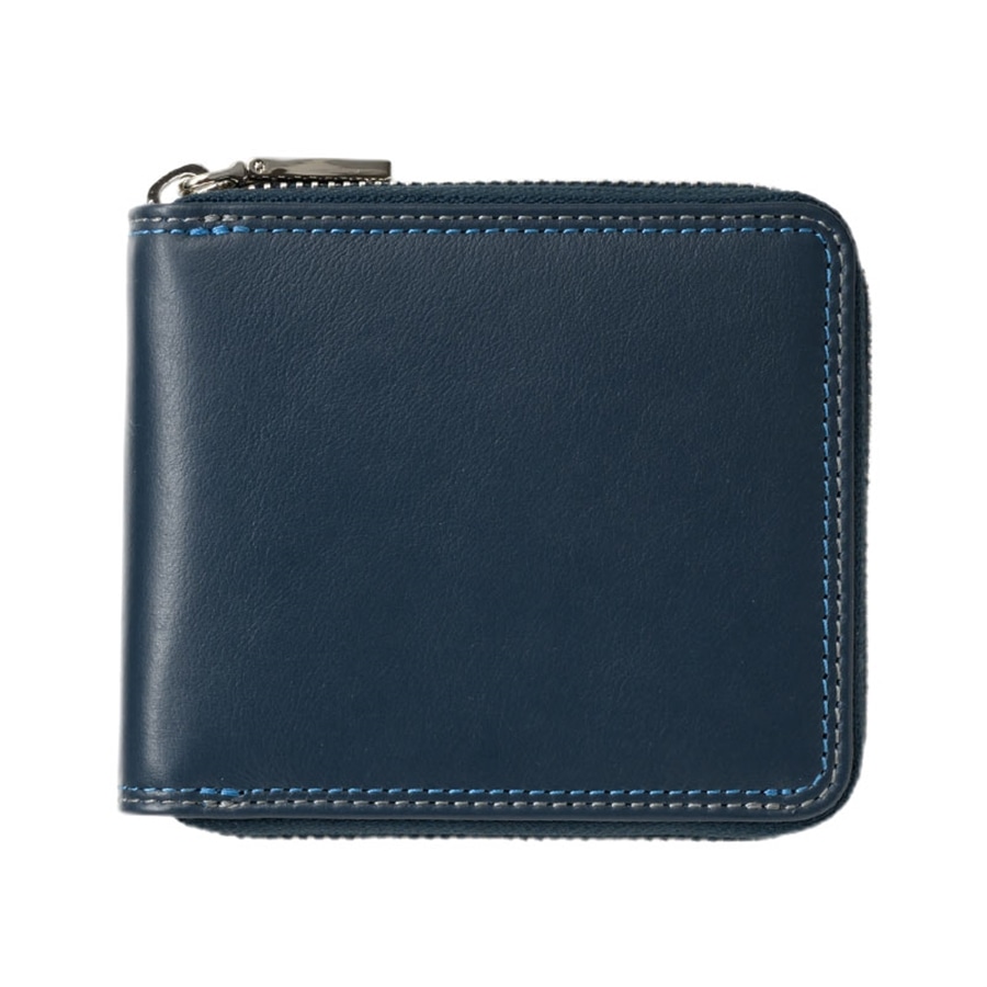 MILAGRO キップレザー・ダブルステッチRF2つ折り財布・ネイビー ネイビー