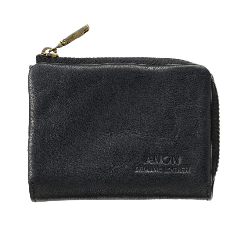 ANON・ゴートレザー・袋縫いL字ファスナー小銭入れ