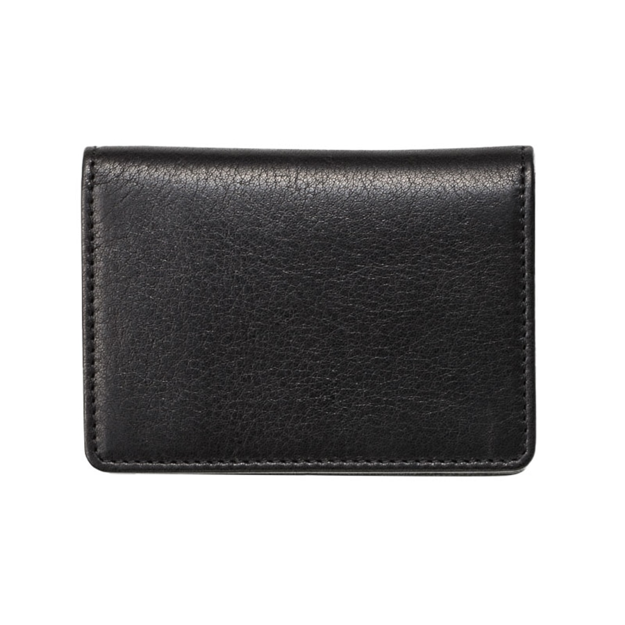 MILAGRO 牛革ソフトミリング・通しマチ名刺入れ・ブラック ブラック