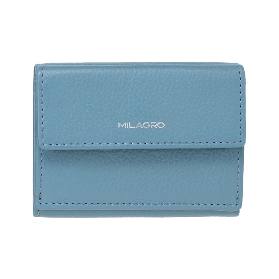 MILAGRO シュリンクレザー・3つ折り財布・サックスブルー サックスブルー