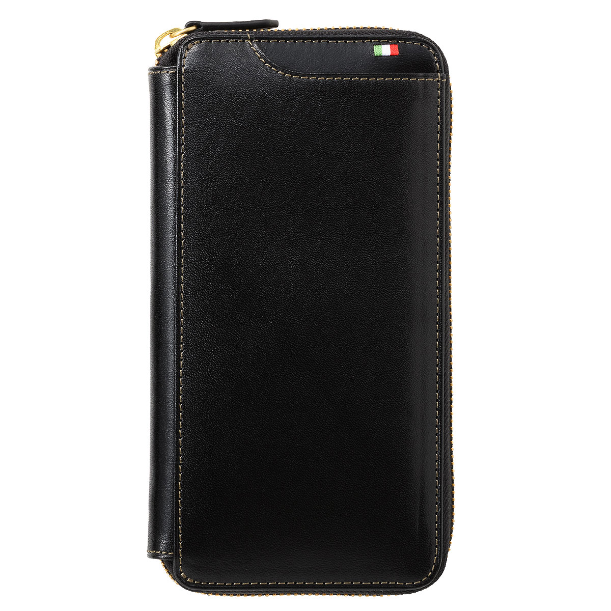 MILAGRO イタリアンレザー ラウンドファスナーギャルソンウォレット・ブラック