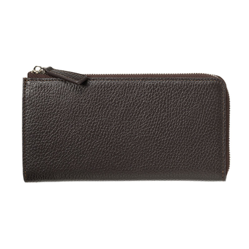 MILAGRO・イタリアンシュリンクレザー・Ｌ字ファスナースリムウォレット・ダークブラウン