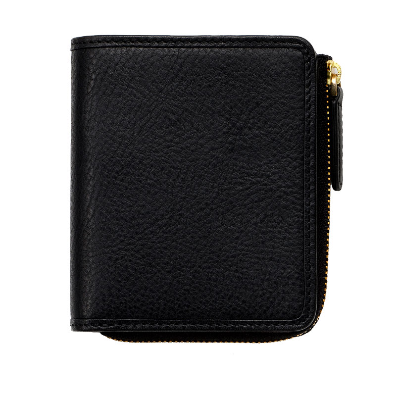 ANON バケッタレザー・L字ファスナー二つ折り財布・ブラック