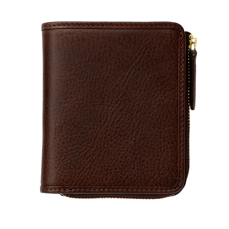 ANON バケッタレザー・L字ファスナー二つ折り財布・ダークブラウン