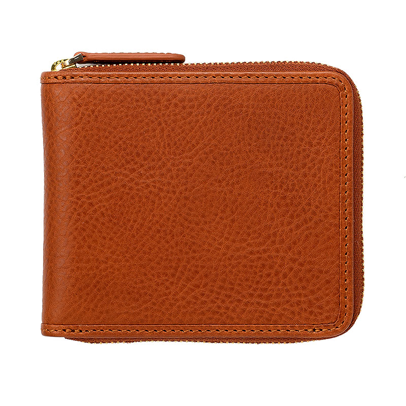 ANON バケッタレザー・ラウンドファスナー二つ折り財布・ブラウン