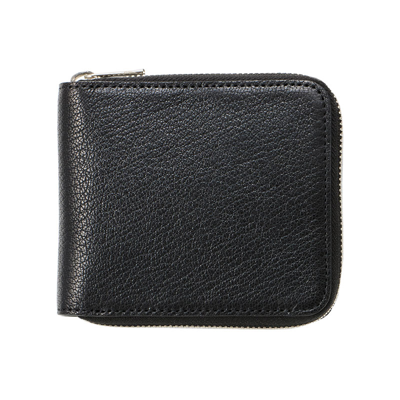 MILAGRO 姫路産ヌメゴート・ラウンドファスナー2つ折り財布・ブラック