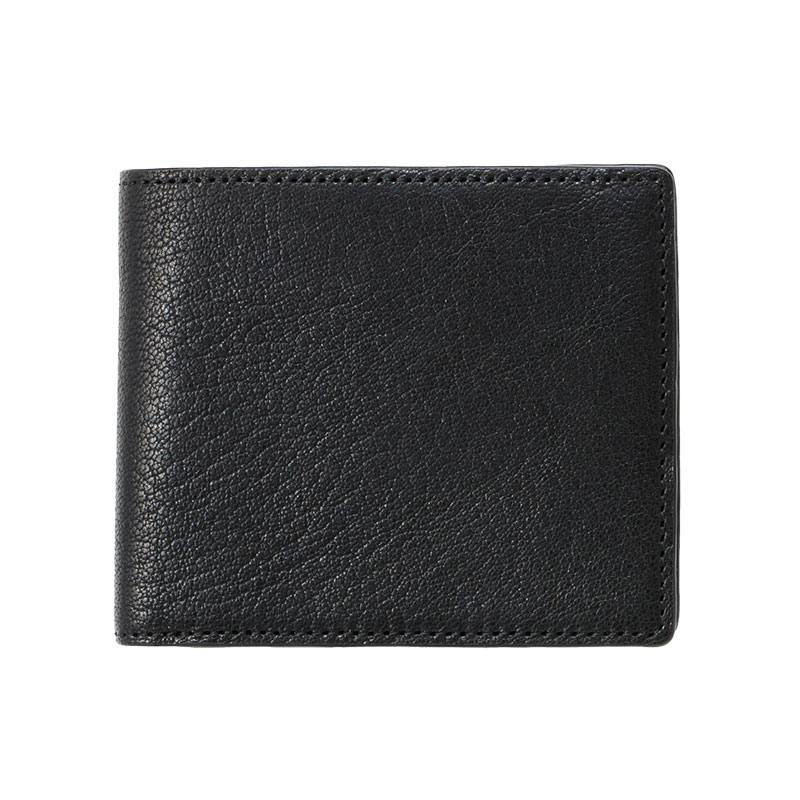 MILAGRO 姫路産ヌメゴート・2つ折り財布 小銭入れ付き・ブラック