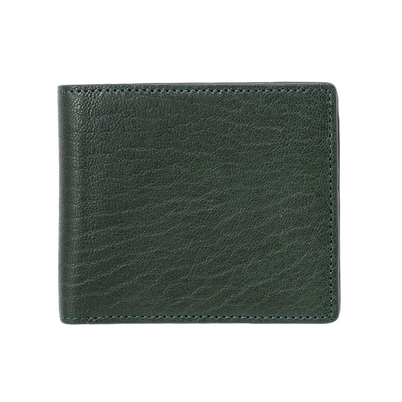 MILAGRO 姫路産ヌメゴート・2つ折り財布 小銭入れ付き・グリーン
