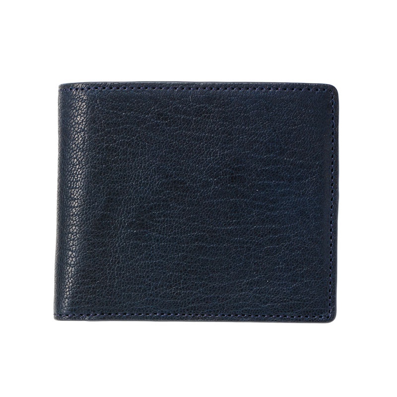 MILAGRO 姫路産ヌメゴート・2つ折り財布 小銭入れ付き・ネイビー