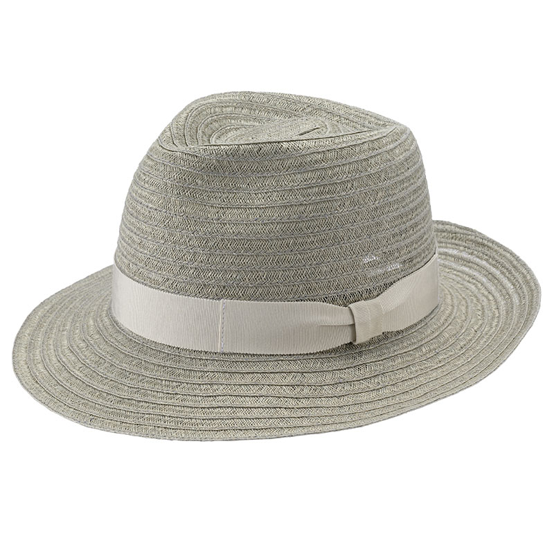 岡本帽子 マニラ麻・中折れ帽子・グレー