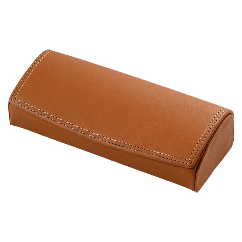 MILAGRO キップレザー・ダブルステッチ眼鏡ケース・ライトブラウン