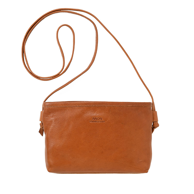 ANON ゴートレザー・ミニショルダーバッグ（横型）・ライトブラウン