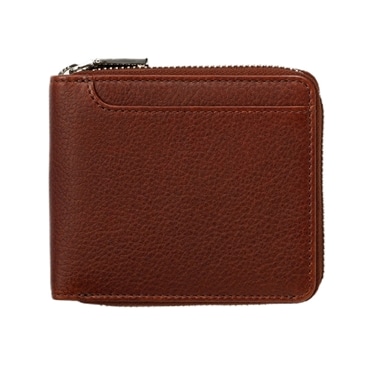 MILAGRO 牛革ソフトミリング・ラウンドファスナー2つ折り財布・ダークブラウン