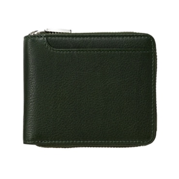 MILAGRO 牛革ソフトミリング・ラウンドファスナー2つ折り財布・グリーン